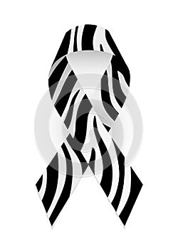 Zebra - print ribbon as symbol of rare-disease awareness, Ehlers-Danlos syndrome. Isolated vector illustration photo