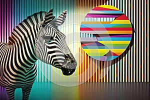 Zebra by the Rainbow Painting