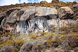 The Zebra rocks on the way to the summit of Mount Kilimanjaro, Tanzania