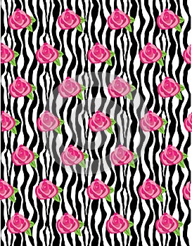 Zebra Rose Pattern Vector