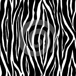 Zebra seamless pattern. Black and white zebra stripes. Vector zoo fabric animal skin material