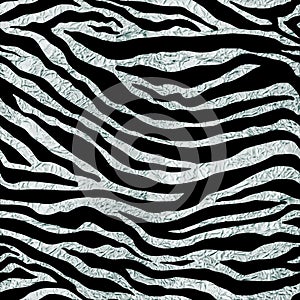 Zebra seamless repeated pattern background with silver foil texture