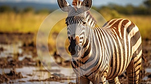 Zebra In Shallow Water: Stunning 8k Resolution Image