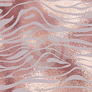 Zebra skin. Rose gold. Elegant texture with a foil effect