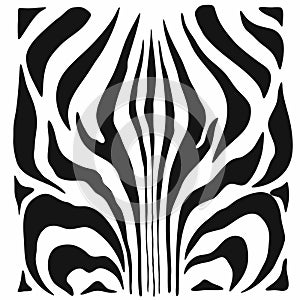 Zebra skin, stripes pattern. Animal print. Black and white background. Vector texture.