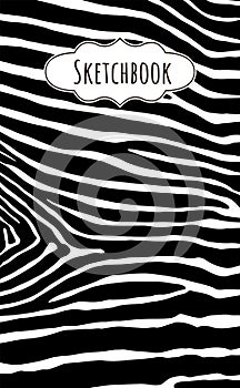 Zebra skin texture vector background, sketchbook illustration