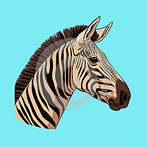 Zebra, striped horse, African savannah animal, cartoon vector