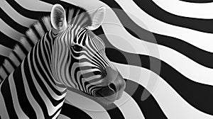 Zebra with Stripes Blending Into a Black and White Pattern