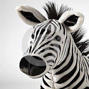 White Zebra Stuffed Animal - Danish Design With Multiple Patterns photo