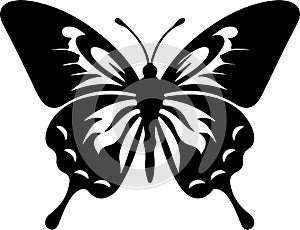 zebra swallowtail butterfly Black Silhouette Generative Ai