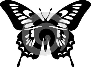 zebra swallowtail butterfly Black Silhouette Generative Ai