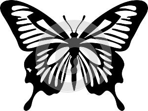 zebra swallowtail butterfly Black Silhouette Generative Ai