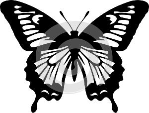 zebra swallowtail butterfly Black Silhouette Generative Ai