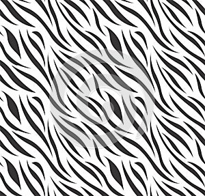 Zebra textured seamless pattern black n white vector design illustration