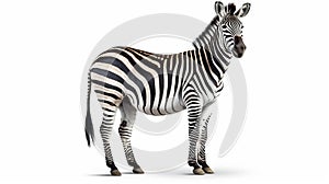 Zebra on white background. Generative AI