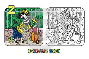 Zebra zoo keeper coloring book. Animal Alphabet Z