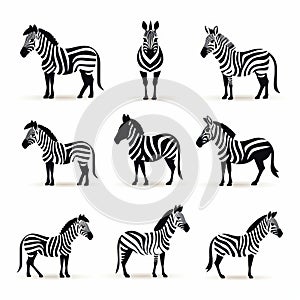 Bold Zebra Logos Collection In American Iconography Style photo