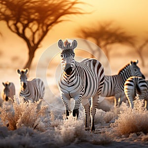 Zebras in Etosha NP, Namibia  Made With Generative AI illustration