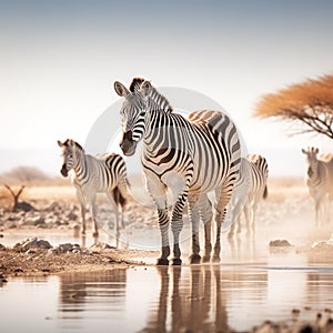 Zebras in Etosha NP, Namibia  Made With Generative AI illustration