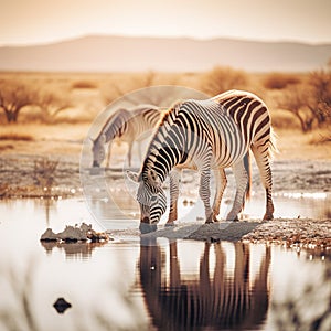Zebras in Etosha NP, Namibia  Made With Generative AI illustration