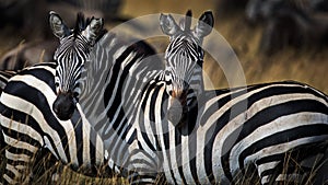Zebras in an open field in Masai Mara, Kenya