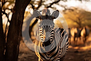 Zebras showcasing their distinctive striped patterns in the african wilderness environment