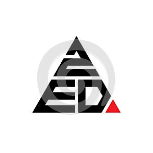 ZED triangle letter logo design with triangle shape. ZED triangle logo design monogram. ZED triangle vector logo template with red photo