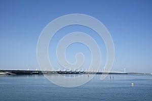 The zeelandbrug deltaworks in holland at the Oosterschelde river to protect holland form high sea level, this is near the dutch photo