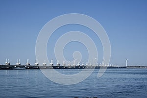 The zeelandbrug deltaworks in holland at the Oosterschelde river to protect holland form high sea level, this is near the dutch photo