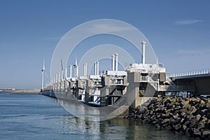 The zeelandbrug deltaworks in holland at the Oosterschelde river to protect holland form high sea level, this is near the dutch photo