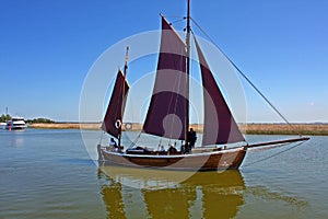 Zeesboat sailing at the Bodden