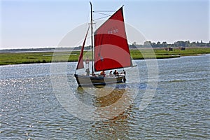 Zeesboat sailing at the Bodden