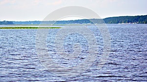 Zegrzynski Reservoir lake and Narew river with yachts and boats.