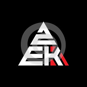 ZEK triangle letter logo design with triangle shape. ZEK triangle logo design monogram. ZEK triangle vector logo template with red
