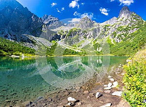 Zelene pleso lake in High Tatra mountains in Slovakia