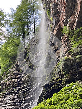 Zeleni vir waterfall or Curak waterfall in the significant landscape Green whirpool - Croatia / Slap Zeleni vir ili vodopad Curak