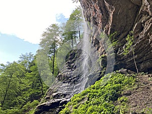 Zeleni vir waterfall or Curak waterfall in the significant landscape Green whirpool - Croatia / Slap Zeleni vir ili vodopad Curak