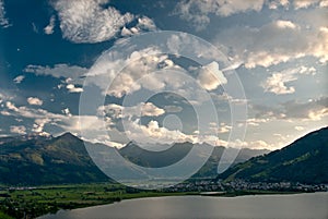 Zeller lake with Alps and clouds