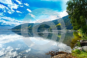 Zeller See lake. Zell Am See, Austria, Europe. Alps at background.