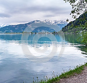 Zeller See Salzburg spring, cloudy day