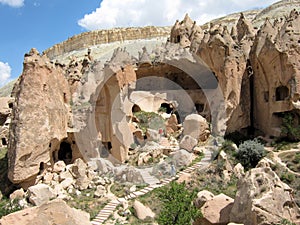 Zelve open air museum with rock formations homes and churches