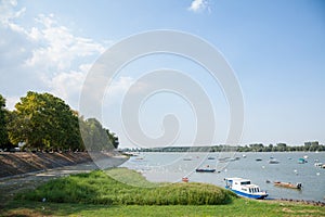 Zemun Quay Zemunski Kej in Belgrade, Serbia, on the Danube river, seen in summet during a sunny afternoon.