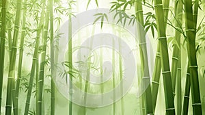 Zen Bamboo Forest with Dharma Wheel Illustration