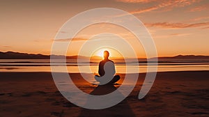 Zen Beach Sunset: Calming Symmetry And Humanistic Empathy In Light-filled Yoga