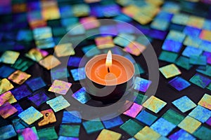 `Zen Bokeh` Votive Candle reflecting in Water Unretouched HD HDR Photo