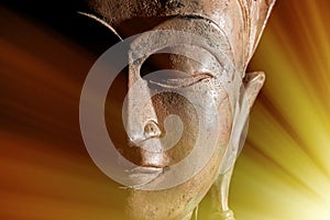 Zen Buddhism. Divine light rays of spiritual enlightenment or as