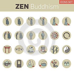 Zen Buddhism Icon Set