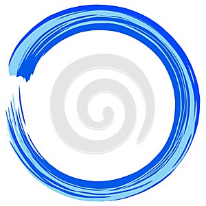 Zen Circle Art Blue Color Painting Brush Stroke