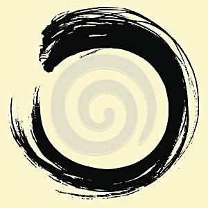 Zen Circle Brush Art Japanese Sumi-e Vector Logo Design