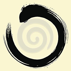 Zen Circle Brush Enso Ink Japanese Traditional Art Vector